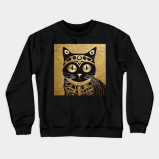 Black and Gold Klimt Cat in Royal Robes Crewneck Sweatshirt